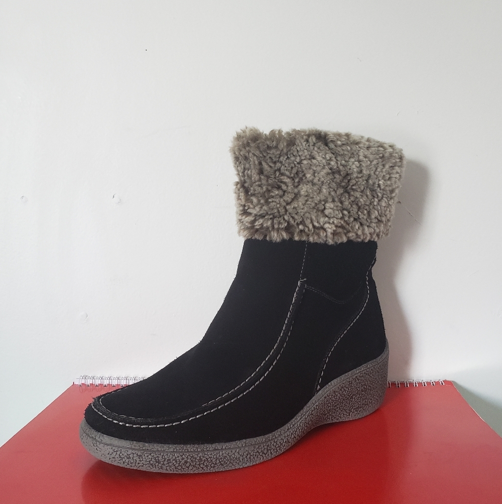 MARKO Handmade Italian Wedge Ankle Boot with Lambswool Lining Inside Zipper 39